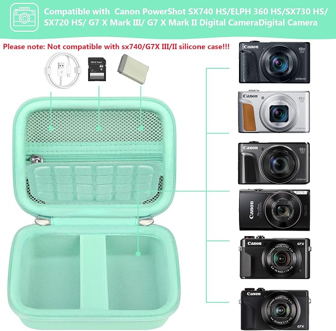 Hard Carrying Case for Canon PowerShot SX740 HS/ELPH 360 HS/ SX730 HS/ SX720 - Image 2