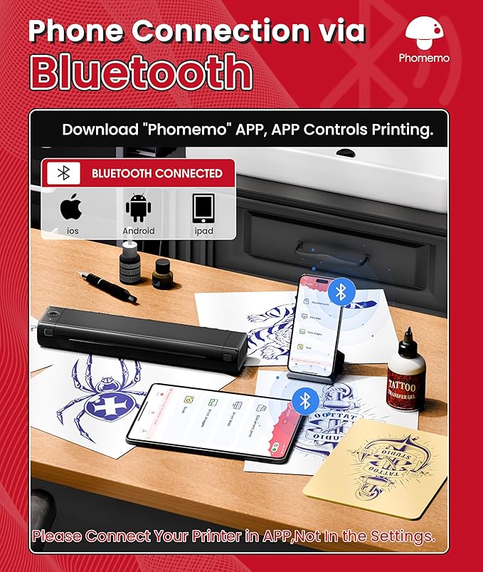 Phomemo Tattoo Stencil Printer, M08F Wireless Thermal Tattoo Printer - Image 3