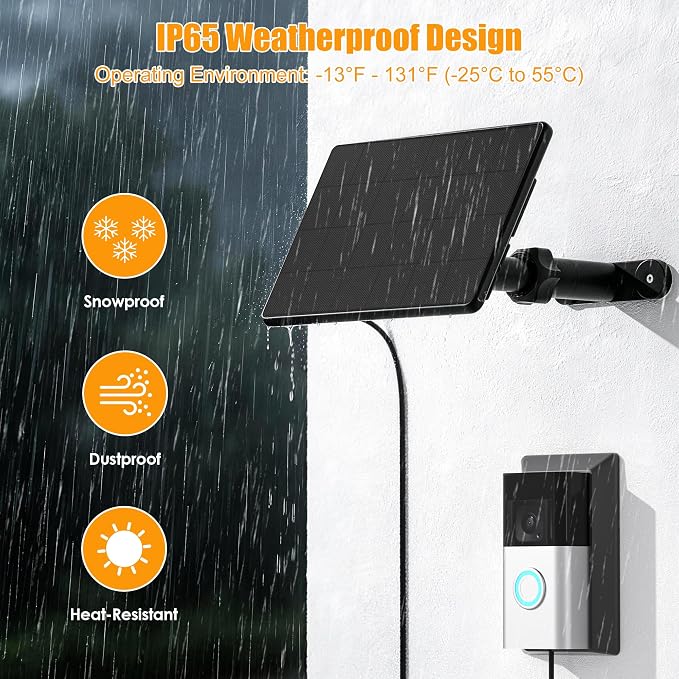 Solar Panel Charger for Ring Video Doorbell 3/3+/4, Battery Doorbell Plus/Pro - Image 6