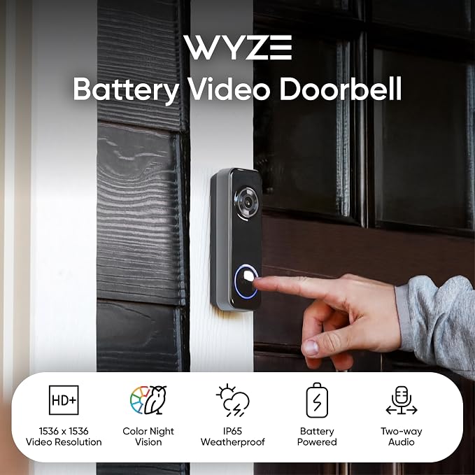 Wyze Battery Video Doorbell Wireless Camera, 1536x1536 HD+ - Image 2