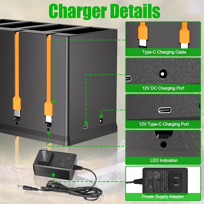 JYJZPB 4-Slot Battery Charging Station Compatible - Image 5