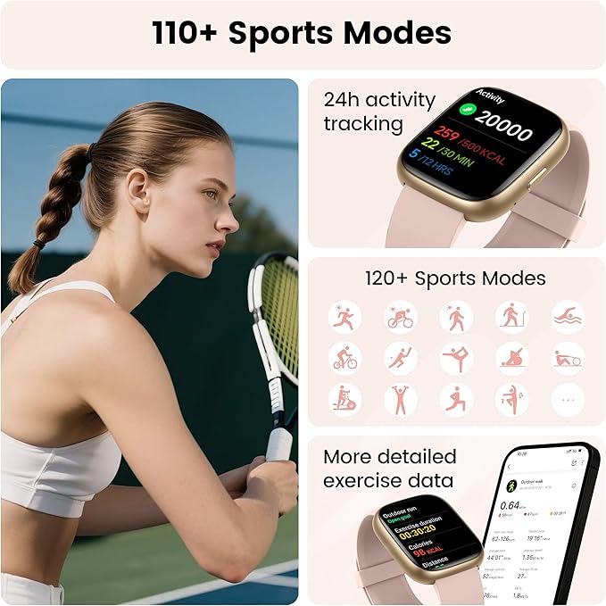 Smart Watch with Alexa Built-in, 1.83" HD Touchscreen Fitness Tracker with - Image 5