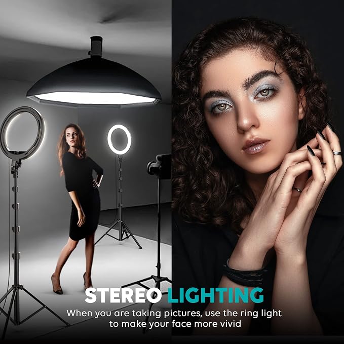 Weilisi 10" Ring Light with Stand 72'' Tall & Phone Holder, 38 Color Modes - Image 3