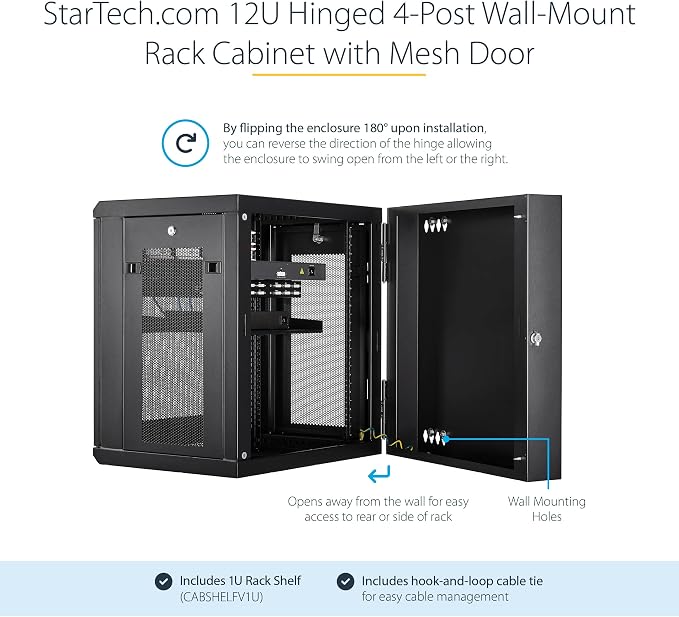 StarTech 4-Post 12U Wall Mount Network Cabinet - Image 2