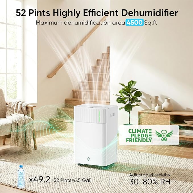 HUMILABS 50 Pints Dehumidifier for Home, 4500 Sq. Ft Dehumidifier for Basement - Image 2