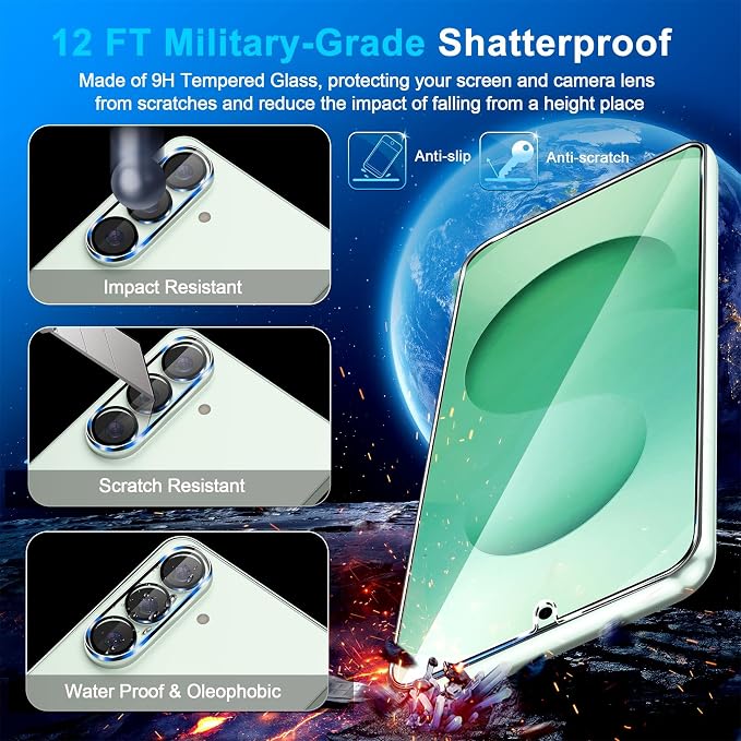 firtstnow 3 Pack for Samsung Galaxy S25 Screen Protector Tempered Glass + 3 - Image 5