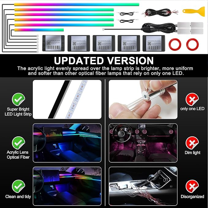 Dreamcolor Acrylic Interior Car LED Strip Light - Image 5