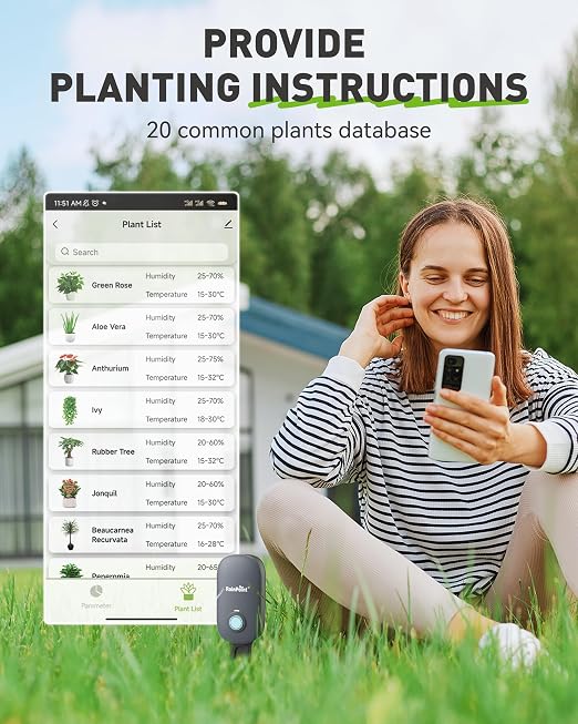 RAINPOINT Bluetooth 2-in-1 Soil Moisture & Air Temp Meter, App Remote Monitoring - Image 4
