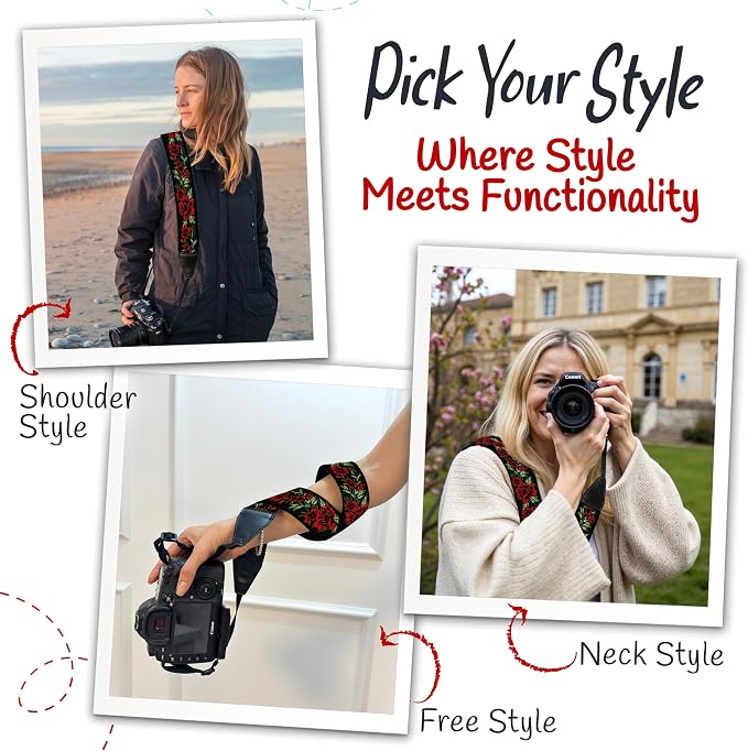 Art Tribute Camera Strap, Vintage Embroidered Neck Shoulder & Crossbody Camera - Image 6
