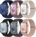 6 Pack Braided Stretchy Bands Compatible by KnossenWatchBand
