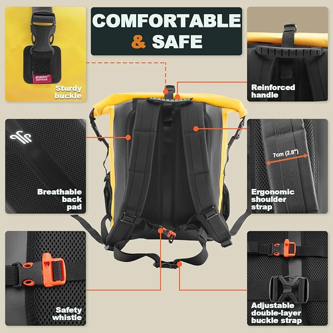 OSAH DRYPAK Waterproof Backpack Dry Bag 35L/55L/85L– Heavy Duty Roll-Top Hiking - Image 4