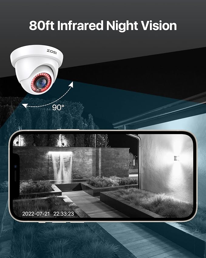 ZOSI 1080p Dome Security Cameras, 2MP Day Night Weatherproof Surveillance CCTV - Image 6