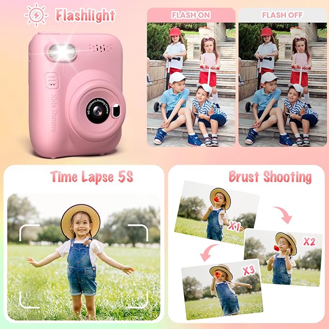 Instant Print Camera for Kids, 3.0" HD 32MP Kids Camera 1080P - Image 4