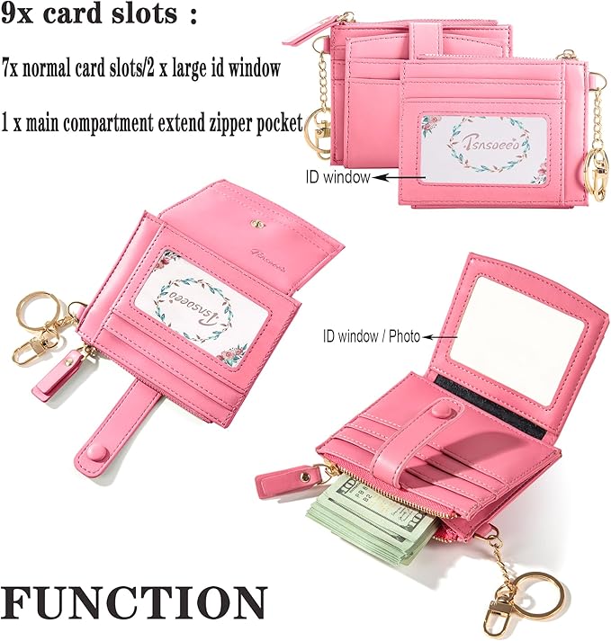 Keychain Wallet Wristlet Small Credit Card Holder Bracelet Key Chain Purse - Image 3