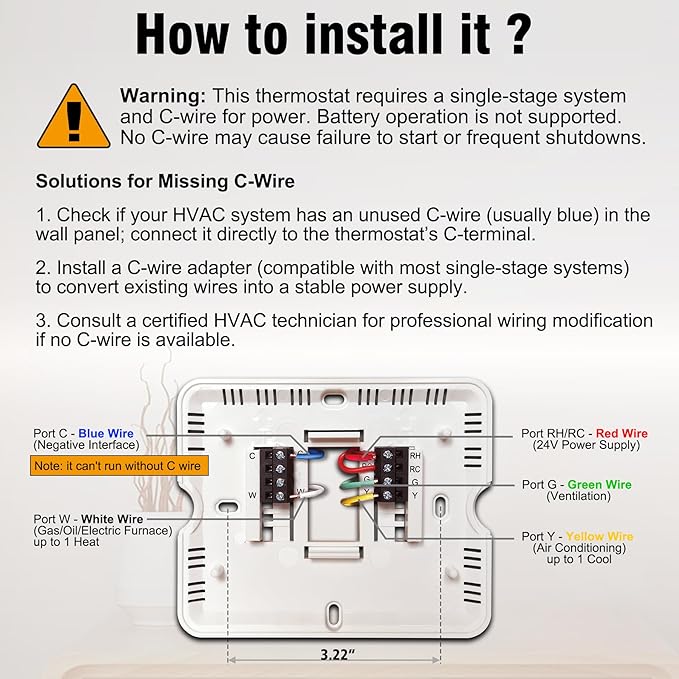 Heagstat WiFi Thermostats for Home Single-Stage 1Heat/ 1Cool, APP Remote Control - Image 5