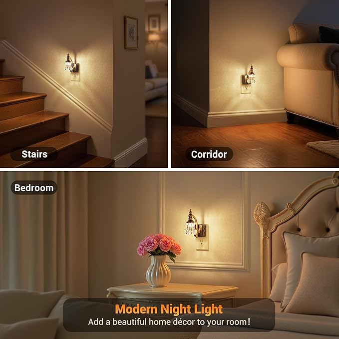 JandCase Night Light, Night Lights Plug into Wall, Glass Flower LED Nightlight - Image 4