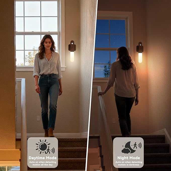 Battery Operated Motion Sensor Wall Sconces Set of 3, Motion Sensor Wall Light - Image 5