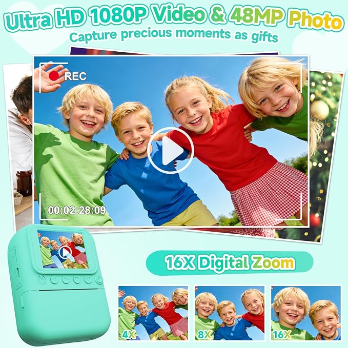 Kids Camera Instant Print, 1080P Digital Instant Print Cameras - Image 3