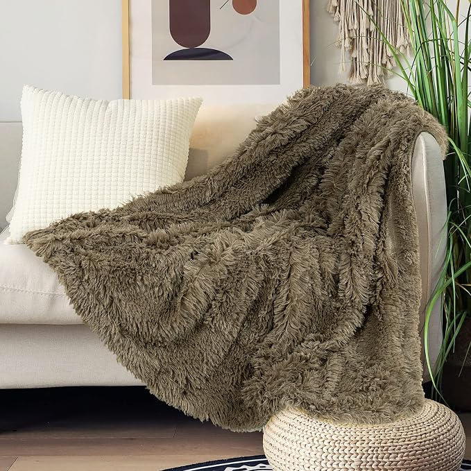 Tuddrom Decorative Extra Soft Faux Fur Blanket Queen Size 80" x 90", Solid - Image 6