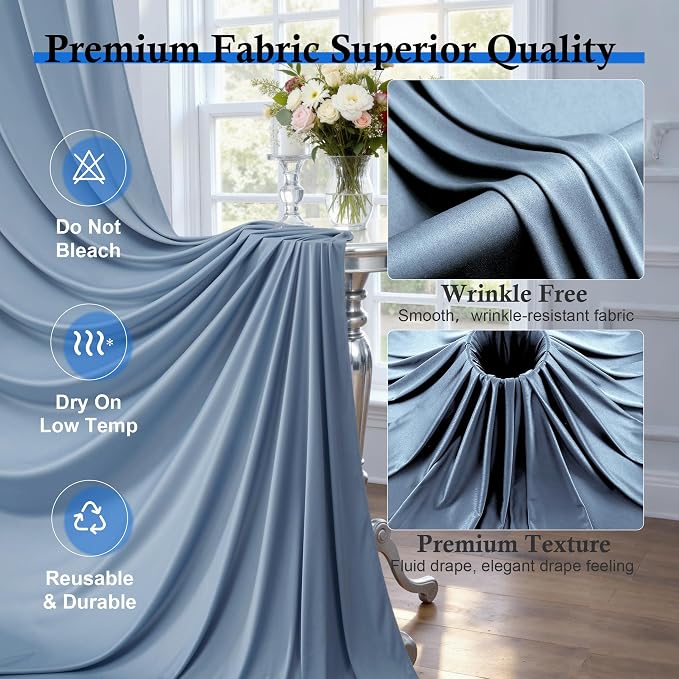 12ft x 10ft Dusty Blue Backdrop Curtains - Image 2