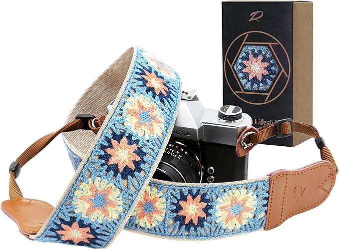 Padwa Lifestyle Hollow Crochet Pink Daisy Camera Strap by PadwaLifestyleCameraStrap