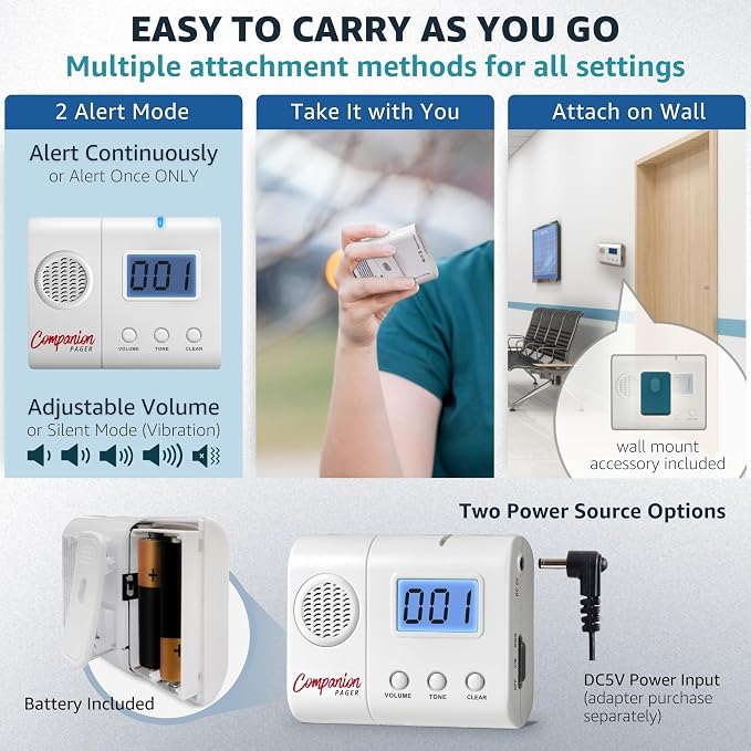 Caregiver Pager for Elderly Adults Nurse 6 Call Buttons for Elderly at Home - Image 3