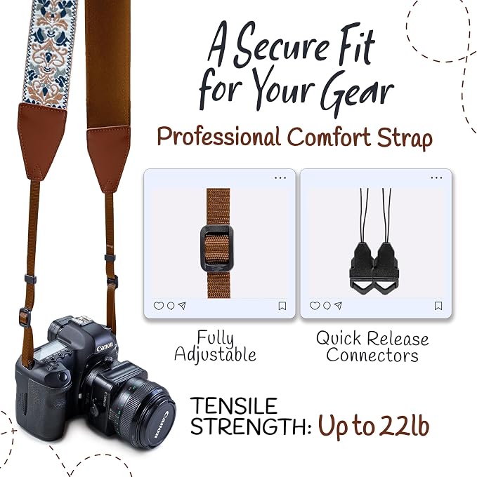 Art Tribute Camera Strap For Photographers Padded Universal Fit Neck Shoulder & - Image 4