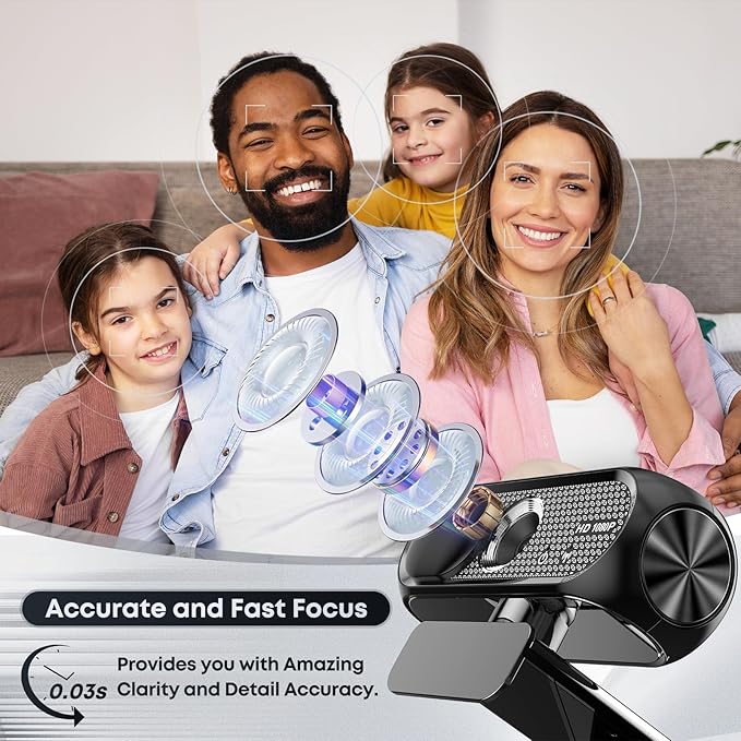 1080P HD Webcam with Microphone, Noise Cancellation, Privacy Cover, Wide-Angle - Image 3
