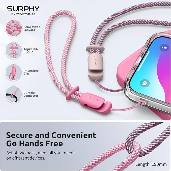 SURPHY 2 Pack Phone Lanyard for Cellphone Case, Phone Wrist Strap for Case - Image 4