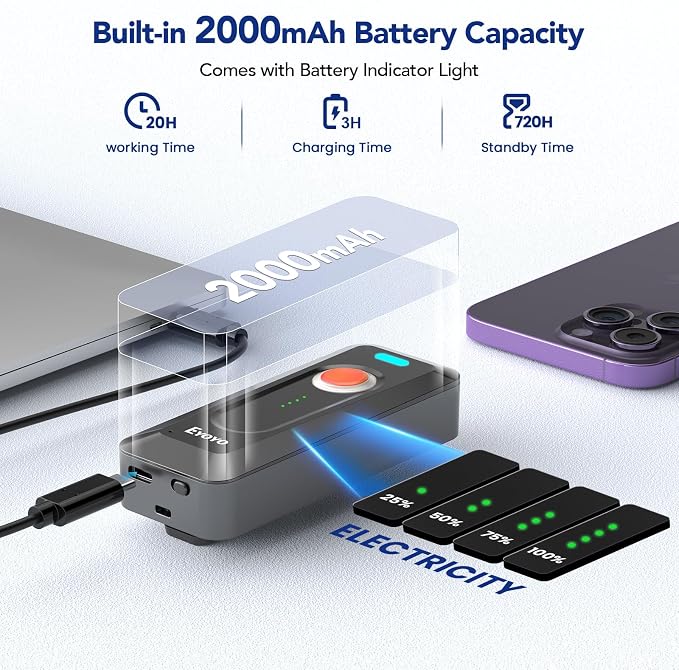 Eyoyo Portable 2D Bluetooth Barcode Scanner - Image 3