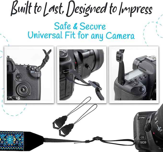 Art Tribute Camera Strap, Vintage Embroidered Neck Shoulder & Crossbody Camera - Image 7