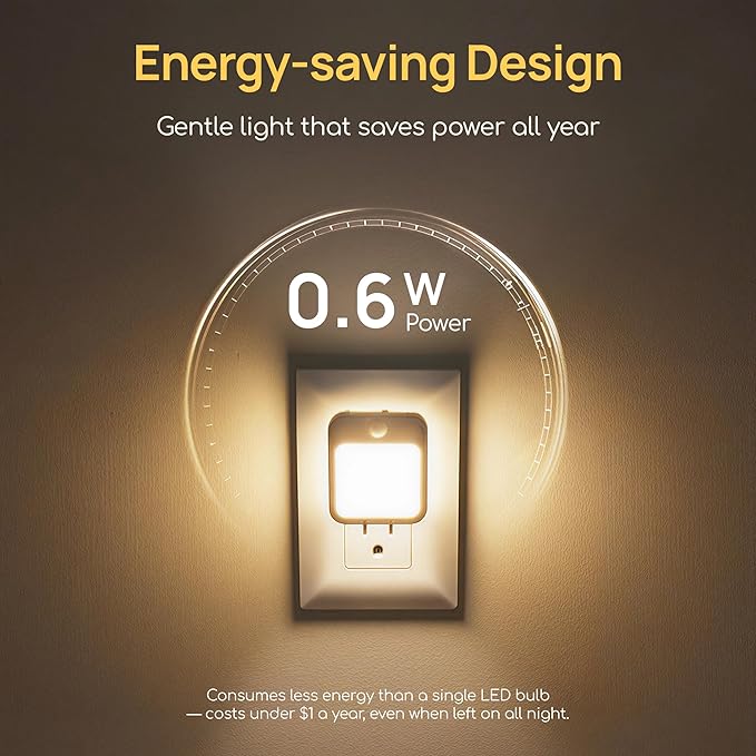 Plug-in Night Light with Motion Sensor, Dusk-to-Dawn Light Sensor, Stepless - Image 6