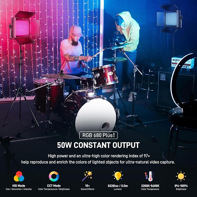 GVM RGB LED Video Light with Lighting Kits, 680RS 50W Led Panel Light with - Image 2