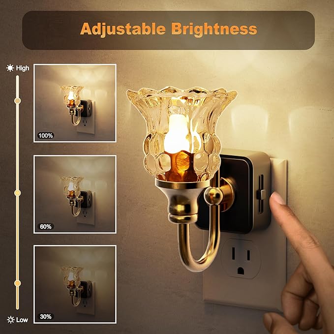 JandCase Night Light, Floral Night Lights Plug into Wall, Glass Flower LED - Image 3