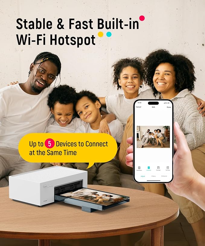 Liene M100 4x6'' Photo Printer, Wi-Fi Picture Printer, 20 Sheets, Full-Color - Image 4