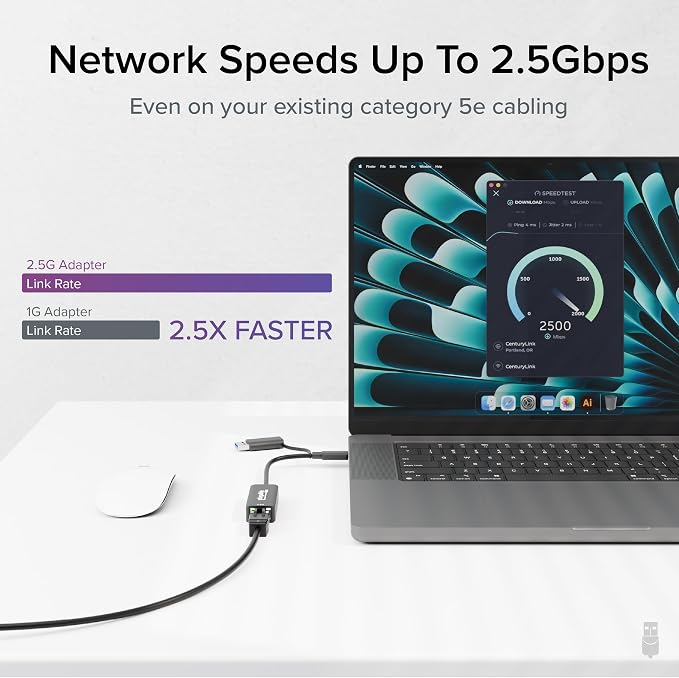 Plugable 2.5G USB-C and USB to Ethernet Adapter – Dual-Connector 2-in-1 USB-C - Image 3