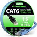 Cat 6 Ethernet Cable 15ft, Indoor&Outdoor, High Speed 10Gbps Flat Internet by CableGeeker