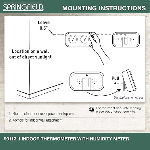 Springfield Color Track Humidity Meter and Indoor Thermometer, Analog Weather - Image 5