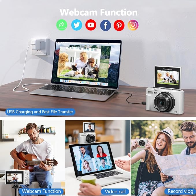 Digital Camera for Photography, 4K Vlogging Camera for YouTube 3" 180° Flip - Image 6