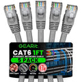 GEARit Cat 6 Patch Cables 1 ft Gray Cat6 Patch Cables 1ft Gray/Ethernet Patch by GEARit