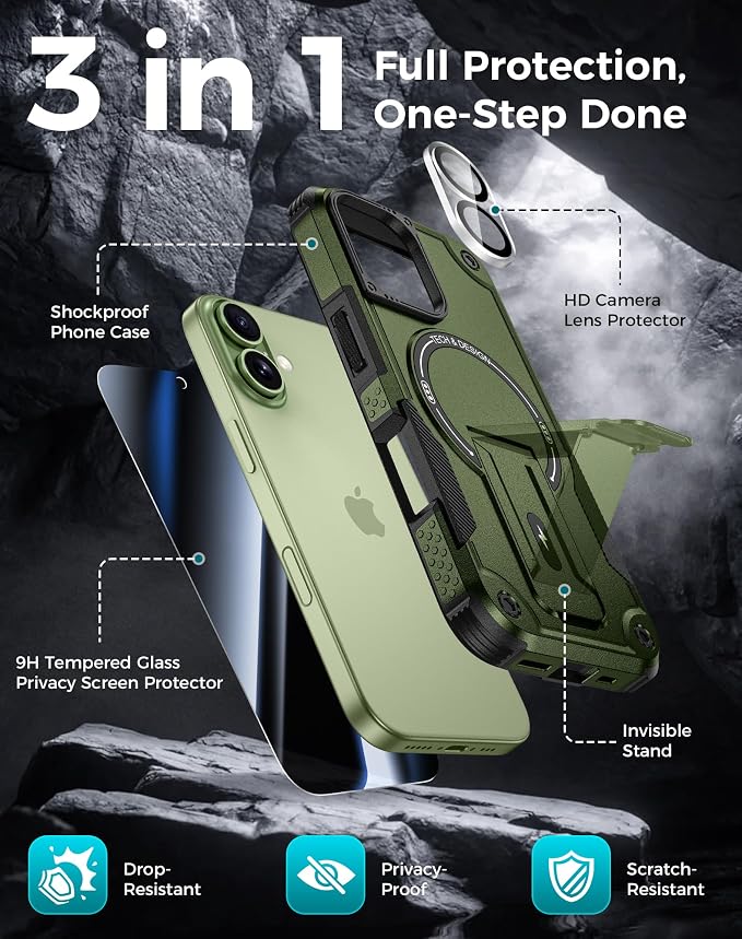 Goton for iPhone 17 Case with Privacy Tempered Glass Screen Protector & Camera - Image 3