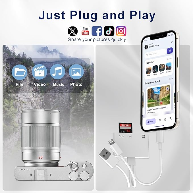 4-in-1 SD Card Reader for iPhone iPad Mac, USB-C+Lightning+USB 3.0 OTG Adapter - Image 4
