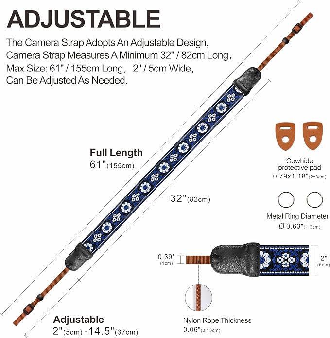 Padwa Lifestyle Blue Flower Camera Strap - Image 5