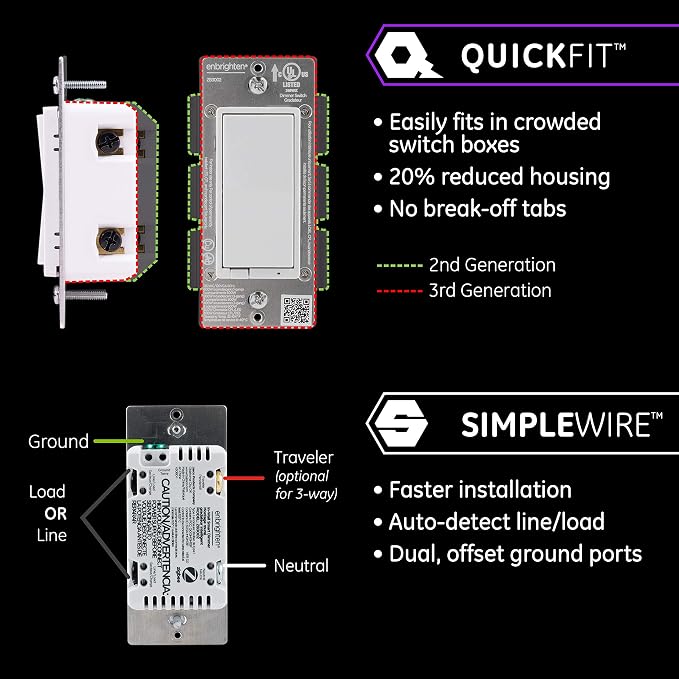Enbrighten 43080 Zigbee in-Wall Smart Paddle Dimmer - Image 4