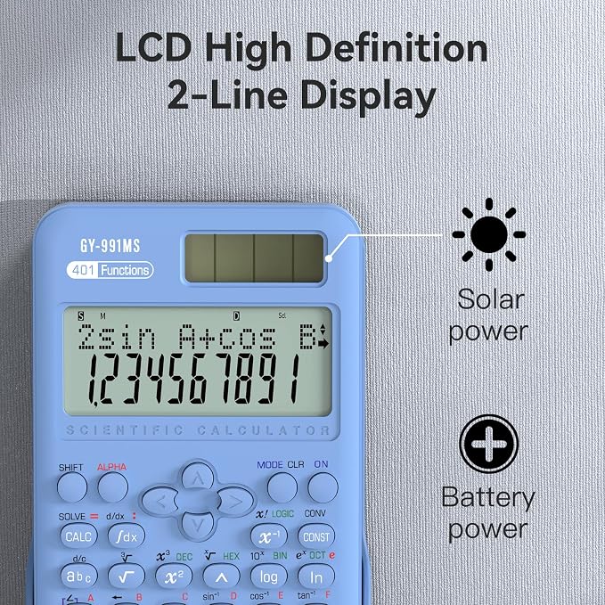 Scientific Calculator School Supplies, ROATEE 991MS 401 Functions 2-Line - Image 4