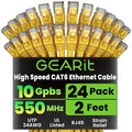 GEARit Cat 6 Ethernet Patch Cables 2 ft Yellow, High Speed 24AWG 10Gbps RJ45 by GEARit