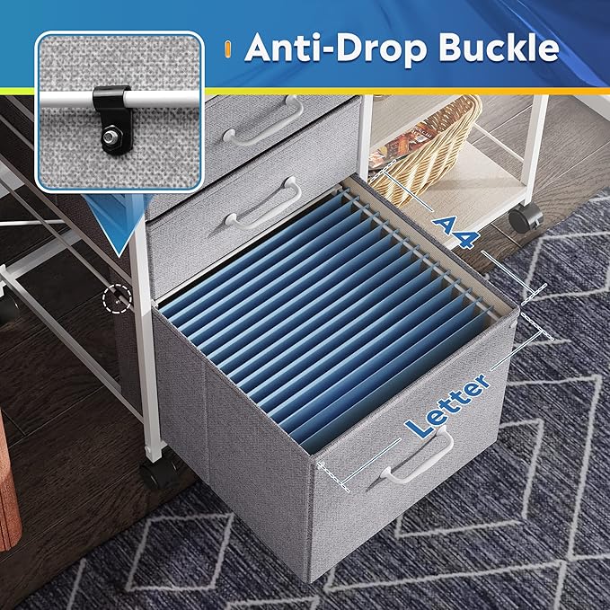 DEVAISE 3 Drawer Mobile File Cabinet, Rolling Printer Stand - Image 5