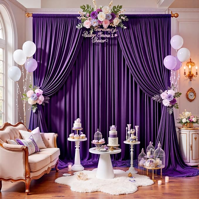 12ft x 10ft Purple Backdrop Curtains - Image 4
