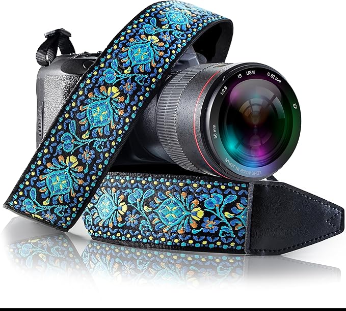 Art Tribute Camera Strap, Vintage Embroidered Neck Shoulder & Crossbody Camera by ArtTribute