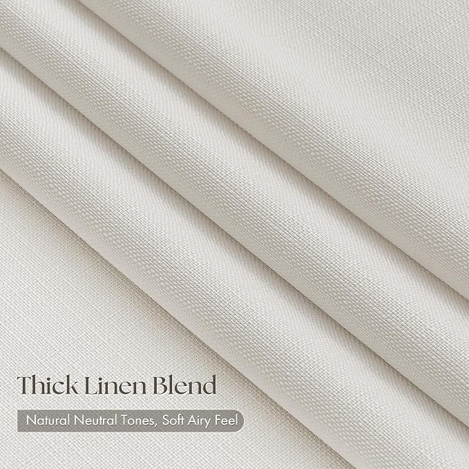 Linen Pinch Pleated Semi Sheer Curtains 90 Inches Long 4 Panels Set, Natural - Image 2
